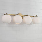 Capital Lighting Ansley 31''w X 8''h 4-light Circular Globe Vanity In Aged Brass With Soft White Glass