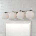 Capital Lighting Ansley 31''w X 8''h 4-light Circular Globe Vanity In Aged Brass With Soft White Glass