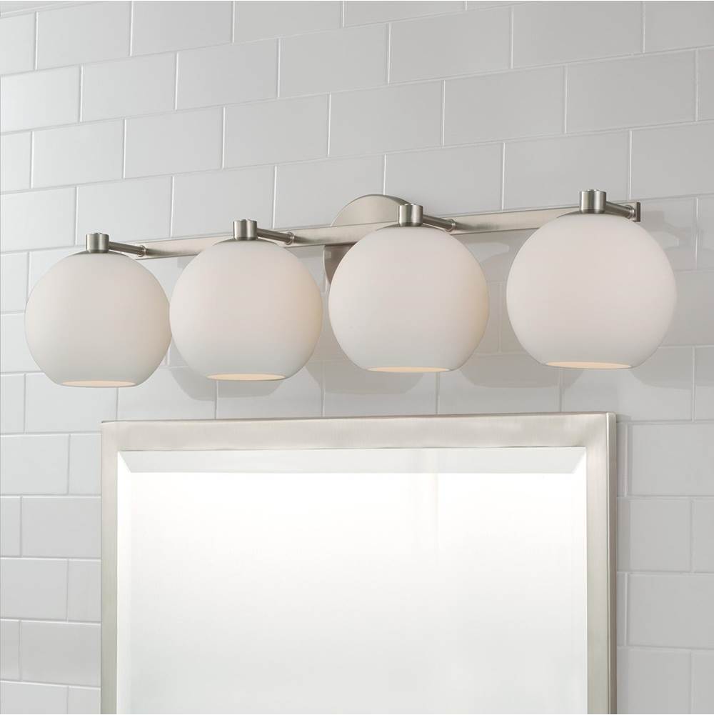 Capital Lighting Ansley 31''w X 8''h 4-light Circular Globe Vanity In Aged Brass With Soft White Glass