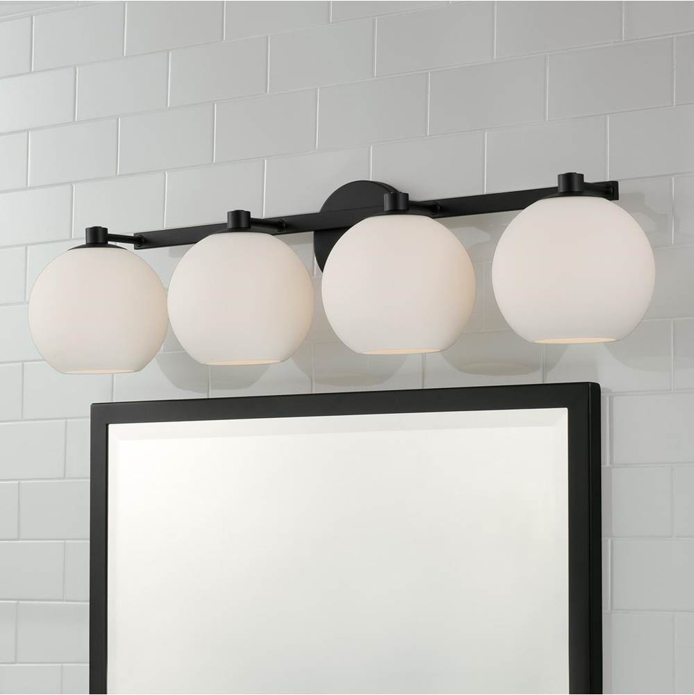 Capital Lighting Ansley 31''w X 8''h 4-light Circular Globe Vanity In Aged Brass With Soft White Glass