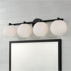 Capital Lighting Ansley 31''w X 8''h 4-light Circular Globe Vanity In Aged Brass With Soft White Glass