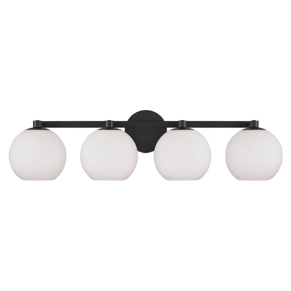 Capital Lighting 152141MB-548 Matte Black 31''w X 8''h 4-light Circular Globe Vanity In Matte Black With Soft White Glass Image 3
