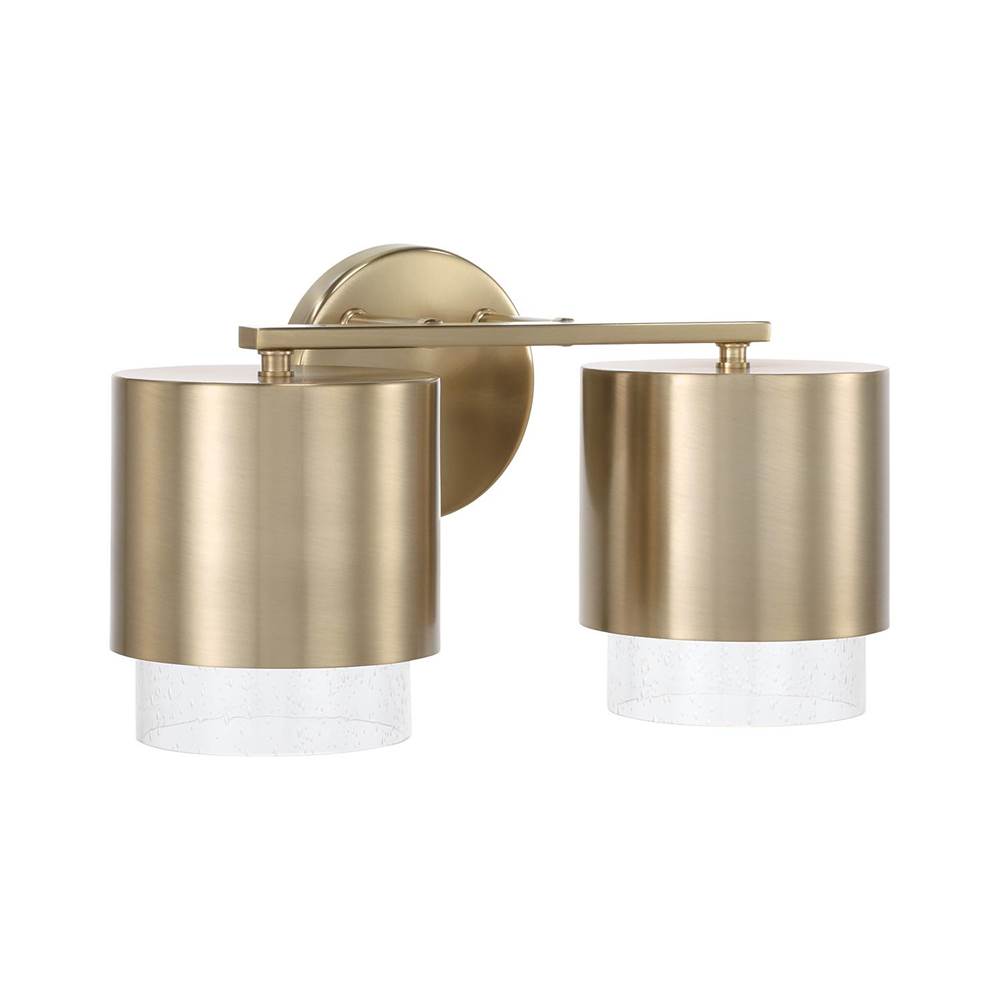 Capital Lighting 153021MA-549 Matte Brass 15''w X 8.25''h 2-light Cylindrical Metal Vanity In Matte Brass With Seeded Glass Image 1