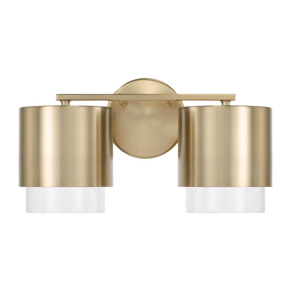 Capital Lighting 153021MA-549 Matte Brass 15''w X 8.25''h 2-light Cylindrical Metal Vanity In Matte Brass With Seeded Glass Image 3