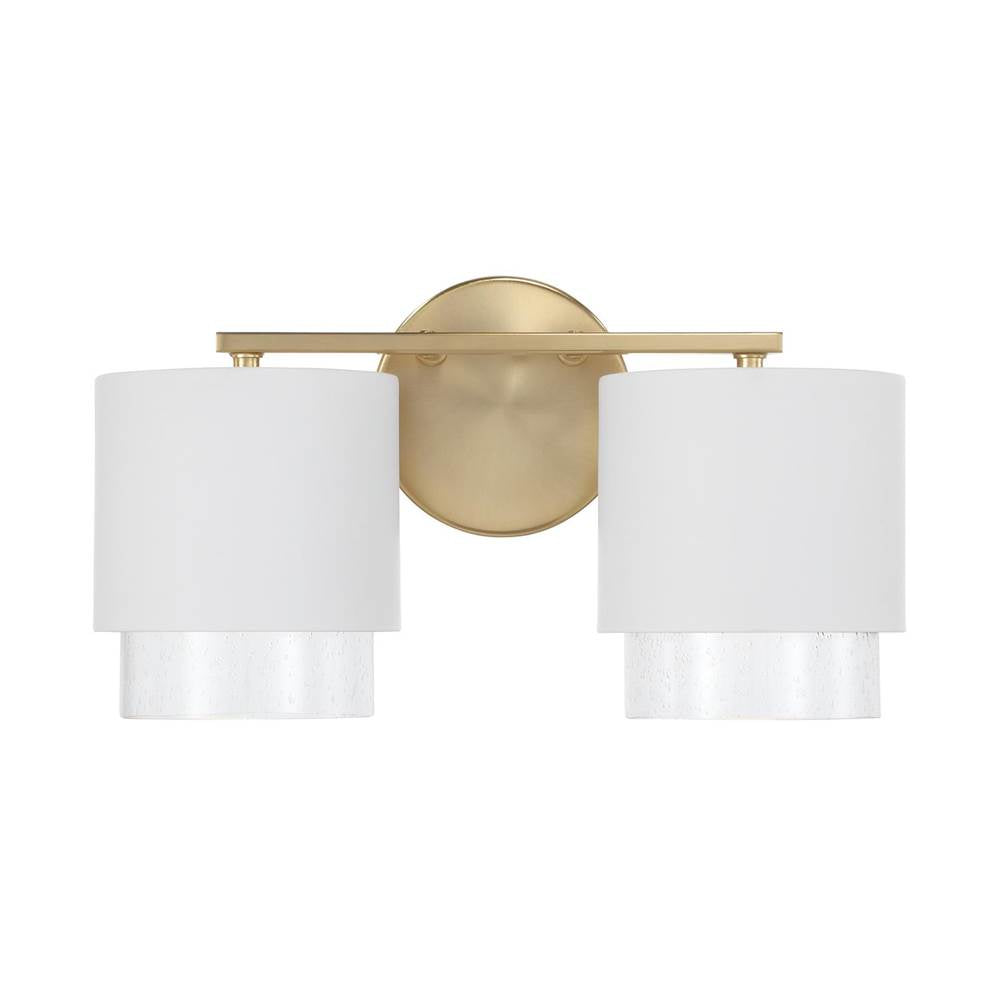 Capital Lighting 153021RE-549 Matte Brass,White 16''w X 8.25''h 2-light Cylindrical Metal Vanity In Matte White With Matte Brass Interior And Seeded Glass Image 3