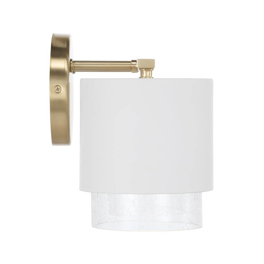 Capital Lighting 153021RE-549 Matte Brass,White 16''w X 8.25''h 2-light Cylindrical Metal Vanity In Matte White With Matte Brass Interior And Seeded Glass Image 2