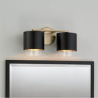 Capital Lighting Weller 15''w X 8.25''h 2-light Cylindrical Metal Vanity In Matte Brass With Seeded Glass