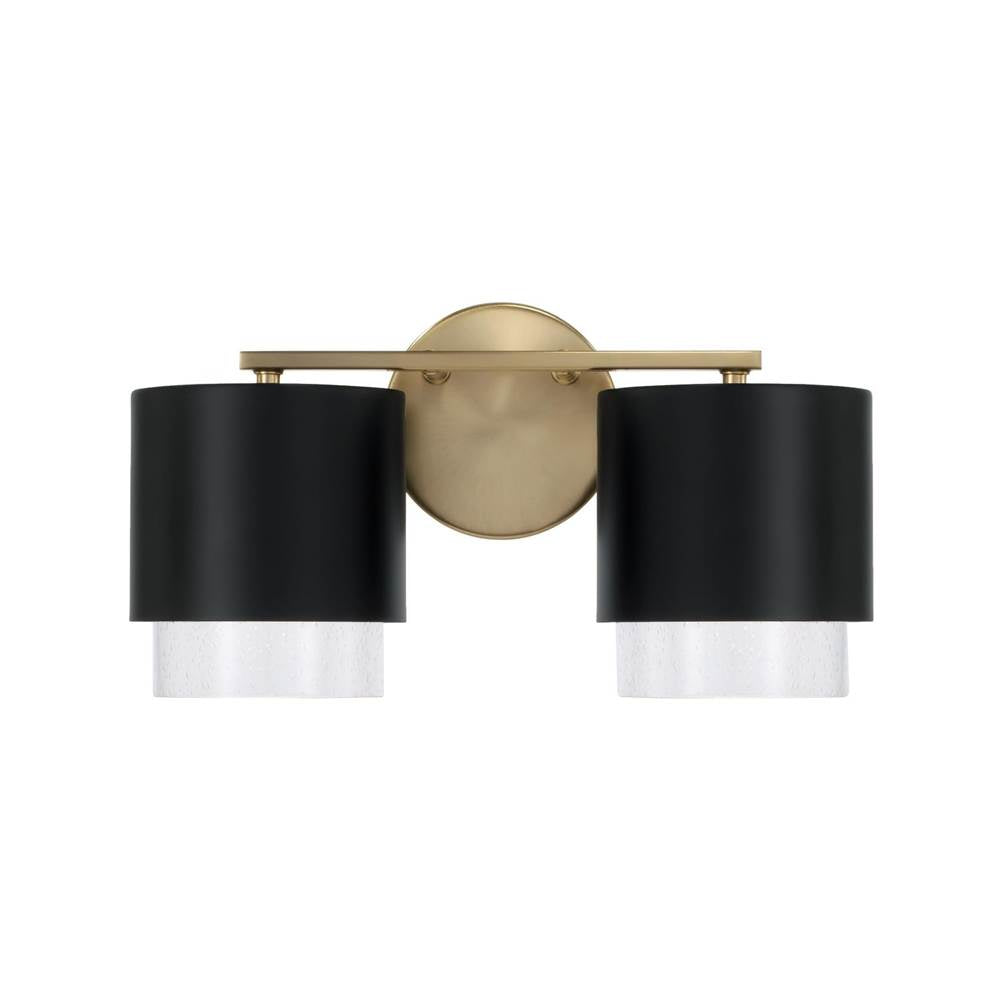 Capital Lighting 153021RK-549 Matte Brass,Black 17''w X 8.25''h 2-light Cylindrical Metal Vanity In Matte Black With Matte Brass Interior And Seeded Glass Image 3