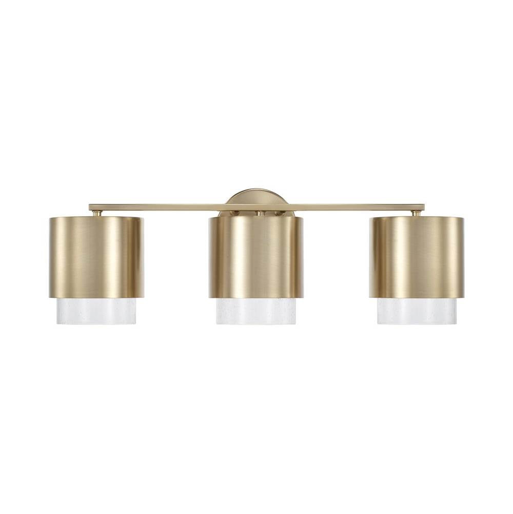 Capital Lighting 153031MA-549 Matte Brass 24.25''w X 8.25''h 3-light Cylindrical Metal Vanity In Matte Brass With Seeded Glass Image 3