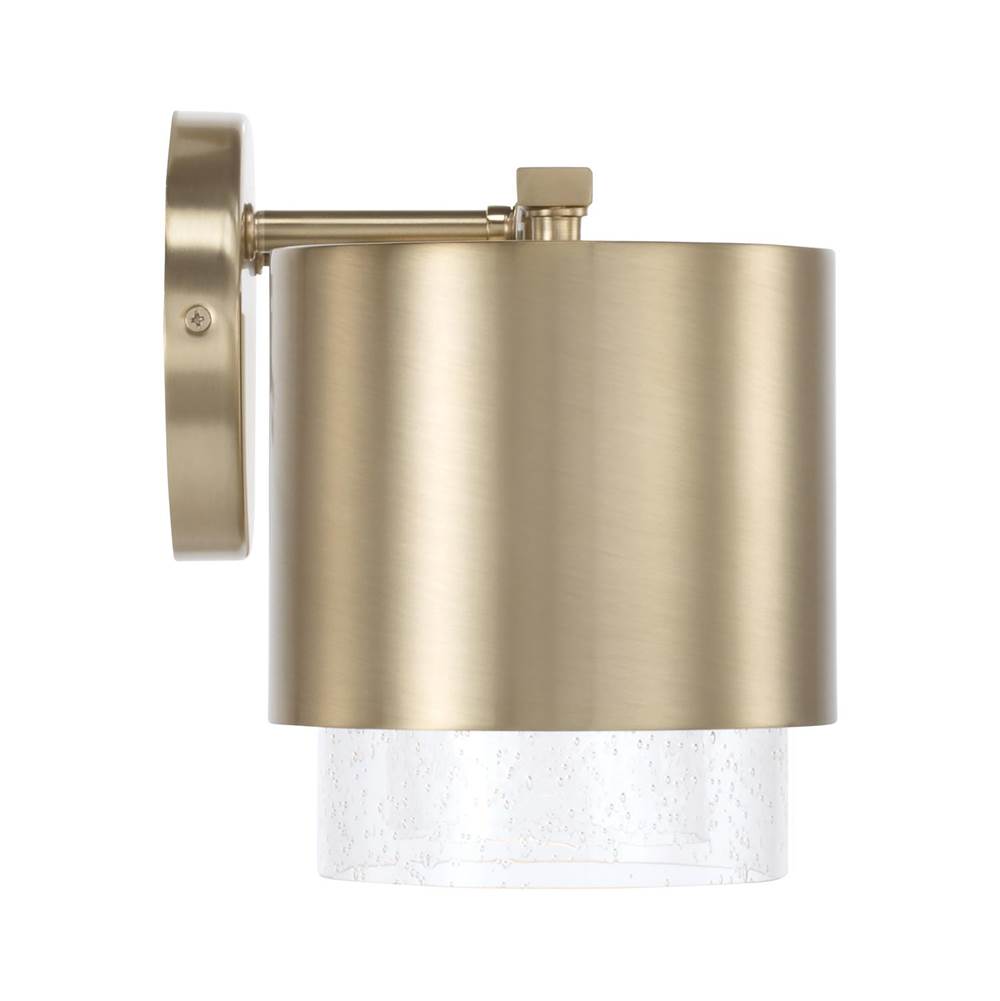 Capital Lighting 153031MA-549 Matte Brass 24.25''w X 8.25''h 3-light Cylindrical Metal Vanity In Matte Brass With Seeded Glass Image 2