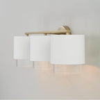 Capital Lighting 153031RE-549 Matte Brass,White 24.25''w X 8.25''h 3-light Cylindrical Metal Vanity In Matte White With Matte Brass Interior And Seeded Glass Image 4