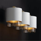 Capital Lighting 153031RE-549 Matte Brass,White 24.25''w X 8.25''h 3-light Cylindrical Metal Vanity In Matte White With Matte Brass Interior And Seeded Glass Image 6