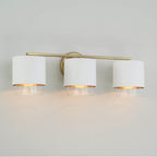Capital Lighting 153031RE-549 Matte Brass,White 24.25''w X 8.25''h 3-light Cylindrical Metal Vanity In Matte White With Matte Brass Interior And Seeded Glass Image 5