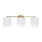 Capital Lighting 153031RE-549 Matte Brass,White 24.25''w X 8.25''h 3-light Cylindrical Metal Vanity In Matte White With Matte Brass Interior And Seeded Glass Image 3
