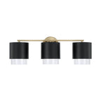 Capital Lighting 153031RK-549 Matte Brass,Black 24.25''w X 8.25''h 3-light Cylindrical Metal Vanity In Matte Black With Matte Brass Interior And Seeded Glass Image 3