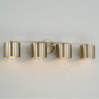 Capital Lighting Weller 33.50''w X 8.25''h 4-light Cylindrical Metal Vanity In Matte Brass With Seeded Glass