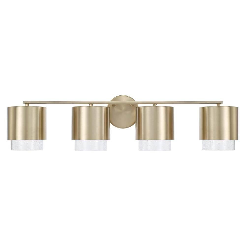Capital Lighting 153041MA-549 Matte Brass 33.50''w X 8.25''h 4-light Cylindrical Metal Vanity In Matte Brass With Seeded Glass Image 3