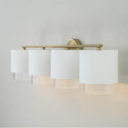 Capital Lighting 153041RE-549 Matte Brass,White 33.50''w X 8.25''h 4-light Cylindrical Metal Vanity In Matte White With Matte Brass Interior And Seeded Glass Image 4