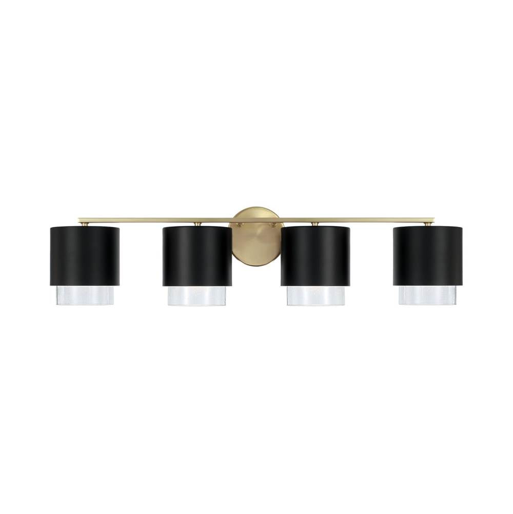 Capital Lighting 153041RK-549 Matte Brass,Black 33.50''w X 8.25''h 4-light Cylindrical Metal Vanity In Matte Black With Matte Brass Interior And Seeded Glass Image 3
