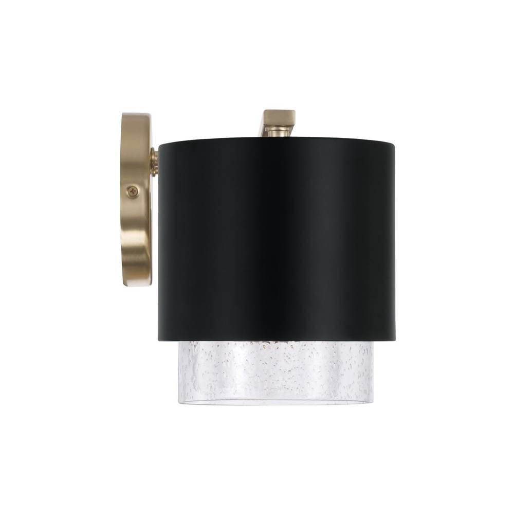 Capital Lighting 153041RK-549 Matte Brass,Black 33.50''w X 8.25''h 4-light Cylindrical Metal Vanity In Matte Black With Matte Brass Interior And Seeded Glass Image 2