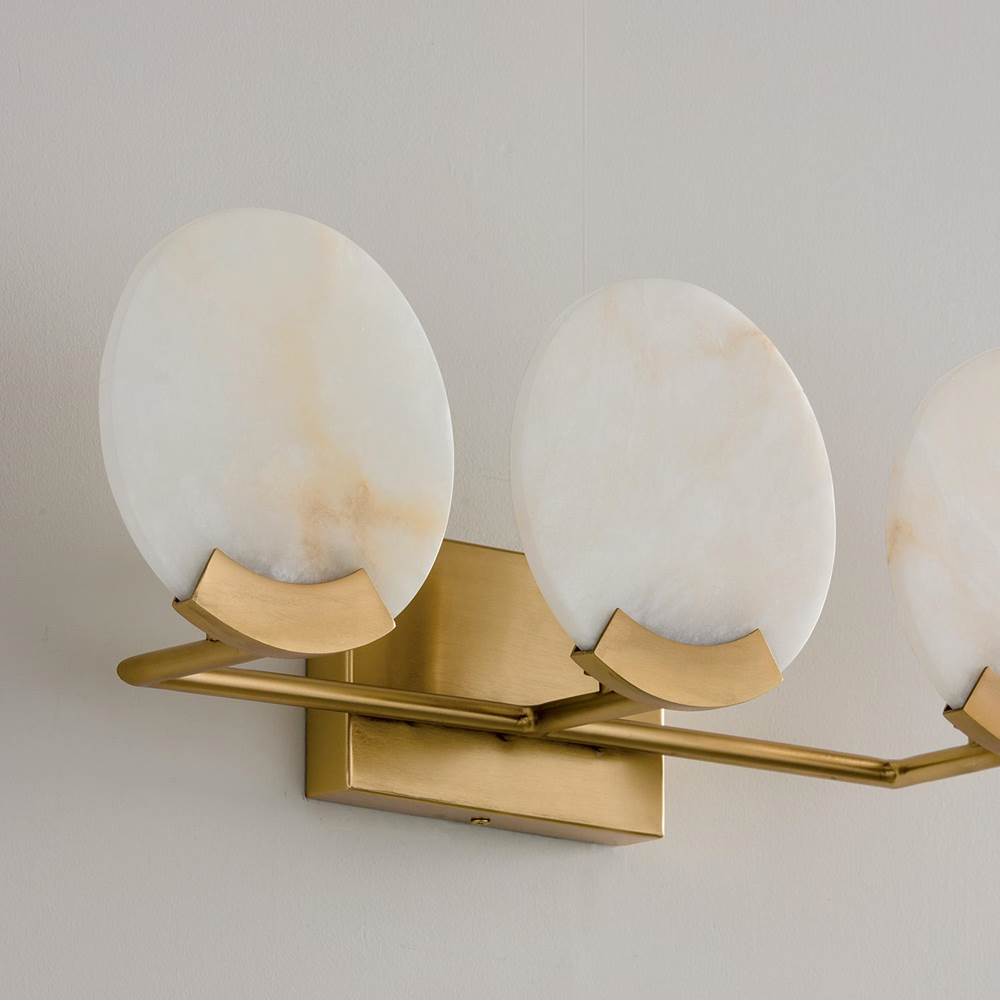 Capital Lighting 154631AD Aged Brass 24'' W X 7.5'' H 3-light Vanity In Aged Brass With Natural Alabaster Stone Image 5
