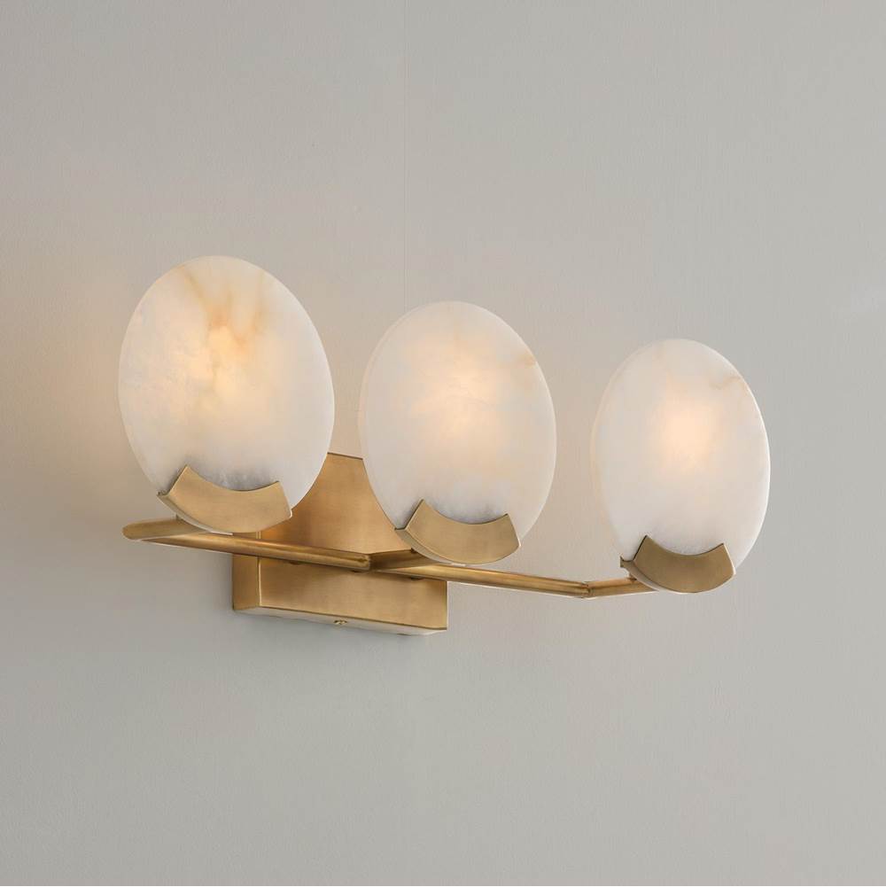 Capital Lighting 154631AD Aged Brass 24'' W X 7.5'' H 3-light Vanity In Aged Brass With Natural Alabaster Stone Image 2