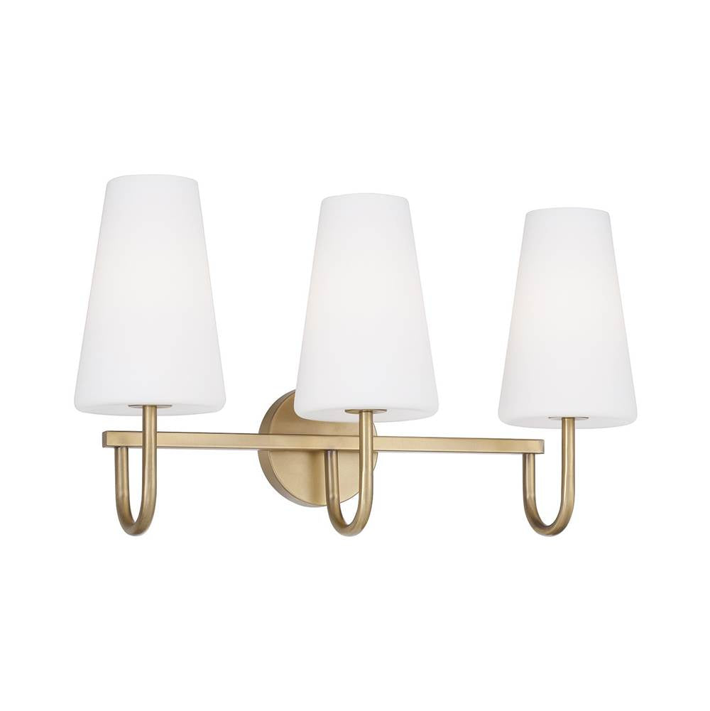 Capital Lighting 155231AD-550 Aged Brass 24'' W X 14.5'' H 3-light Vanity In Aged Brass With Tapered Soft White Glass Image 1
