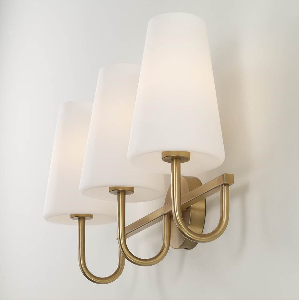 Capital Lighting 155231AD-550 Aged Brass 24'' W X 14.5'' H 3-light Vanity In Aged Brass With Tapered Soft White Glass Image 7