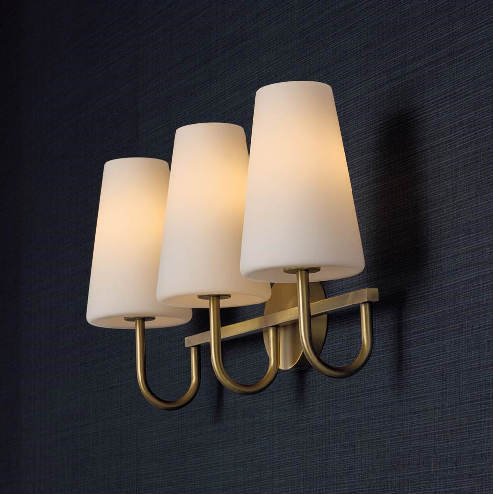 Capital Lighting 155231AD-550 Aged Brass 24'' W X 14.5'' H 3-light Vanity In Aged Brass With Tapered Soft White Glass Image 4