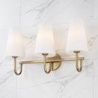 Capital Lighting Averitt 24'' W X 14.5'' H 3-light Vanity In Aged Brass With Tapered Soft White Glass