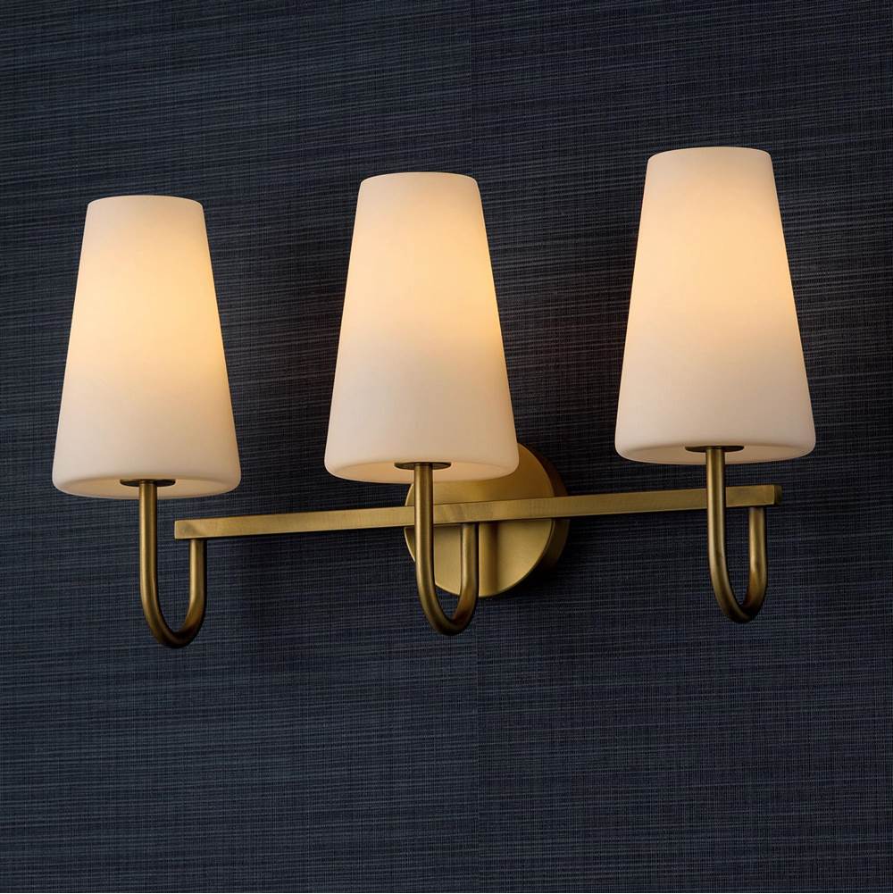 Capital Lighting 155231AD-550 Aged Brass 24'' W X 14.5'' H 3-light Vanity In Aged Brass With Tapered Soft White Glass Image 3