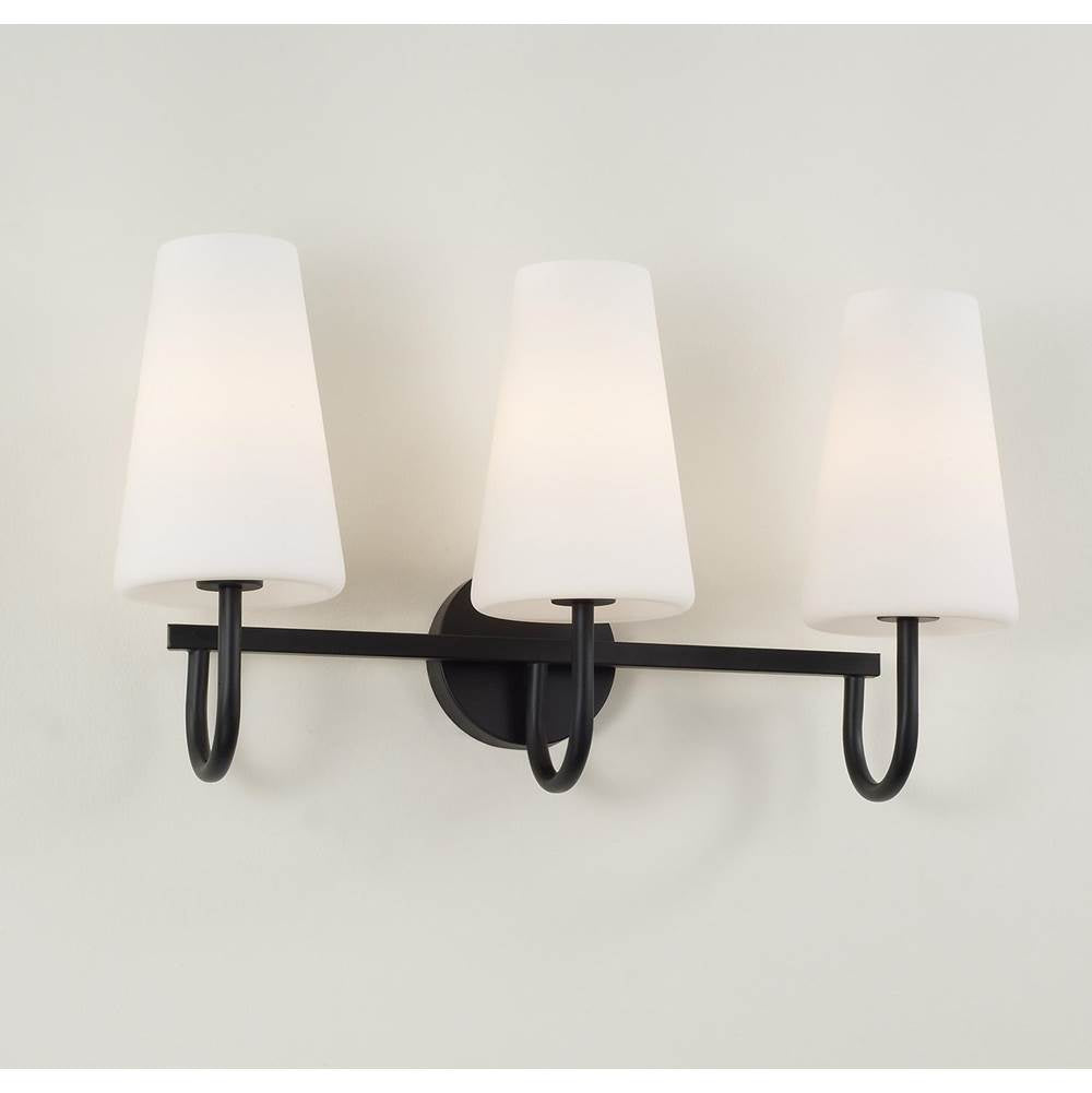 Capital Lighting Averitt 24'' W X 14.5'' H 3-light Vanity In Aged Brass With Tapered Soft White Glass