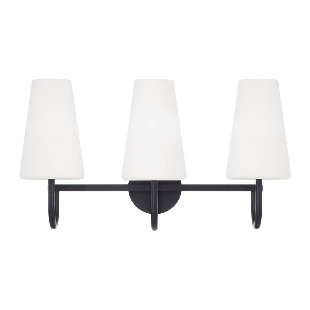 Capital Lighting 155231MB-550 Matte Black 25'' W X 14.5'' H 3-light Vanity In Matte Black With Tapered Soft White Glass Image 4