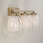 Capital Lighting 155931AD Aged Brass 25.5'' W X 8.25'' H 3-light Vanity In Aged Brass With Layered White And Clear Glass Image 6