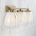 Capital Lighting 155931AD Aged Brass 25.5'' W X 8.25'' H 3-light Vanity In Aged Brass With Layered White And Clear Glass Image 3
