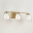 Capital Lighting Joss 25.5'' W X 8.25'' H 3-light Vanity In Aged Brass With Layered White And Clear Glass