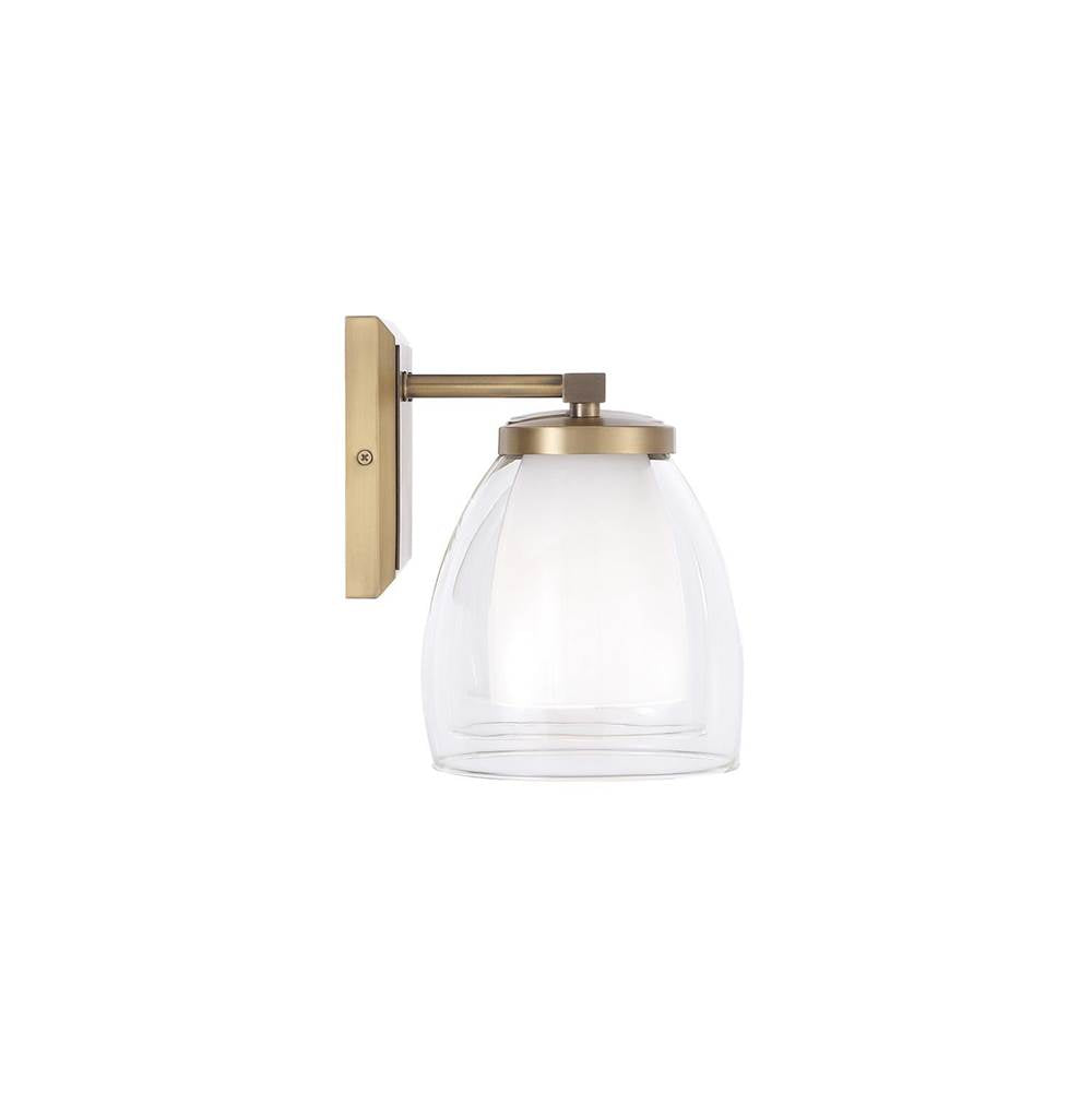 Capital Lighting 155931AD Aged Brass 25.5'' W X 8.25'' H 3-light Vanity In Aged Brass With Layered White And Clear Glass Image 4