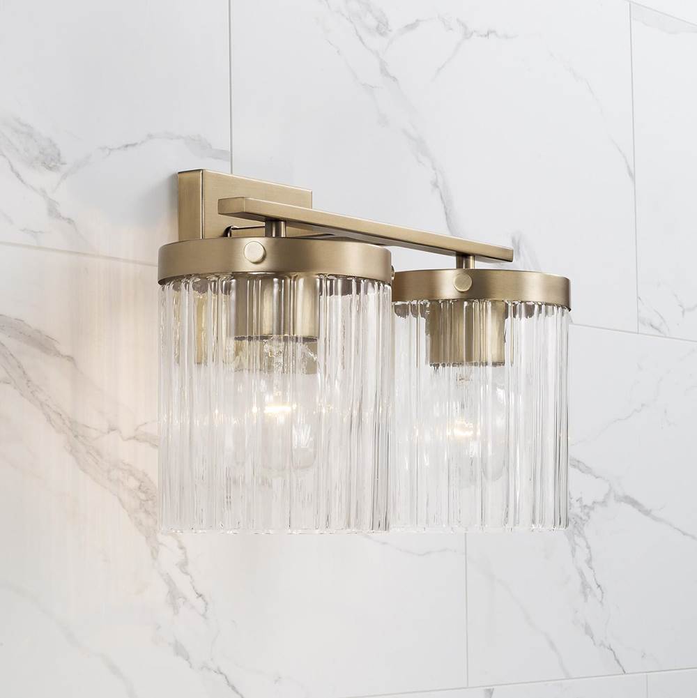 Capital Lighting 156221AD-555 Aged Brass 15'' W X 9'' H 2-light Vanity In Aged Brass With Clear Beveled Fluted Glass Image 7