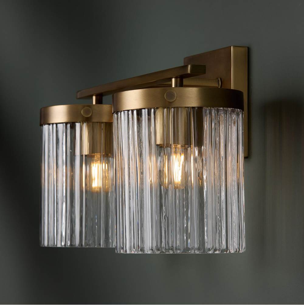 Capital Lighting 156221AD-555 Aged Brass 15'' W X 9'' H 2-light Vanity In Aged Brass With Clear Beveled Fluted Glass Image 3