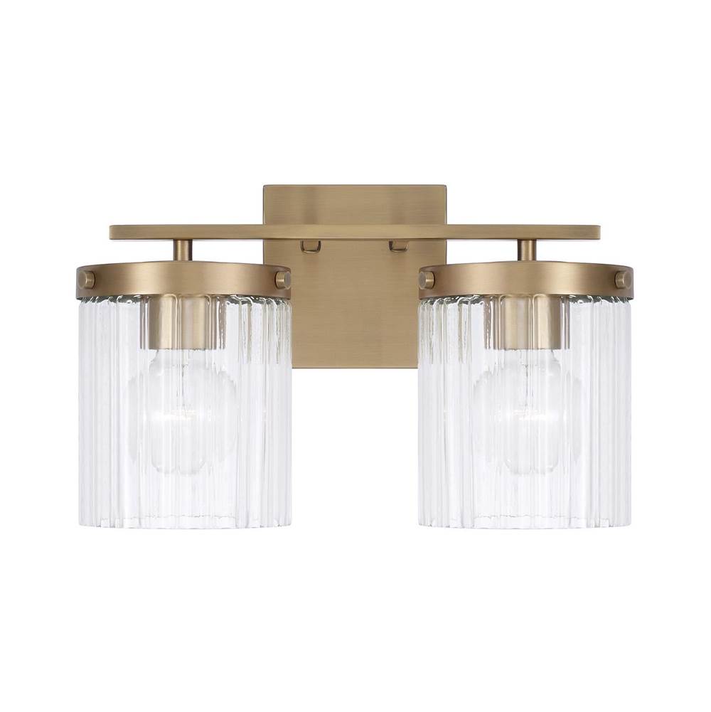Capital Lighting 156221AD-555 Aged Brass 15'' W X 9'' H 2-light Vanity In Aged Brass With Clear Beveled Fluted Glass Image 6