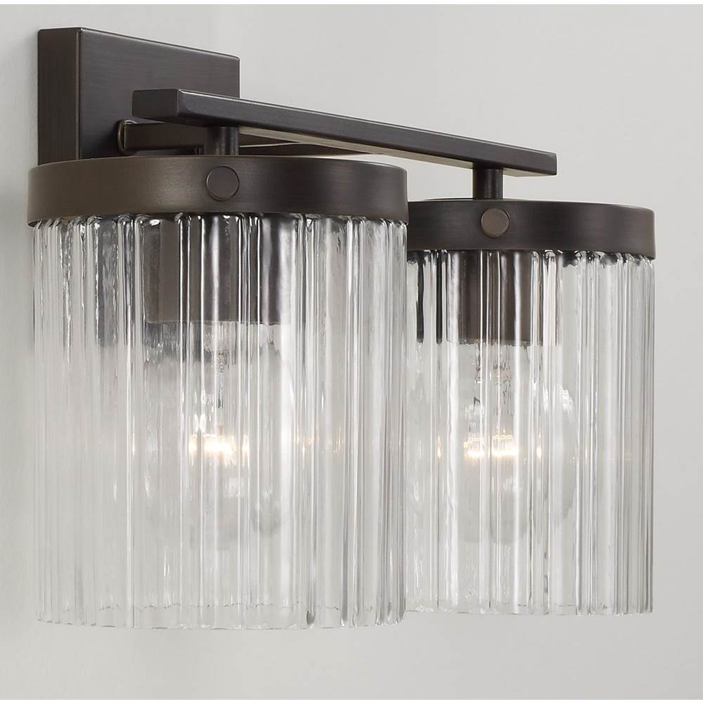 Capital Lighting 156221OR-555 Oil Rubbed Bronze 16'' W X 9'' H 2-light Vanity In Oil Rubbed Bronze With Clear Beveled Fluted Glass Image 4
