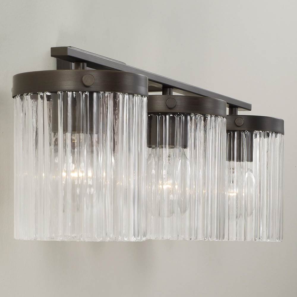 Capital Lighting 156231OR-555 Oil Rubbed Bronze 25'' W X 9'' H 3-light Vanity In Oil Rubbed Bronze With Clear Beveled Fluted Glass Image 4