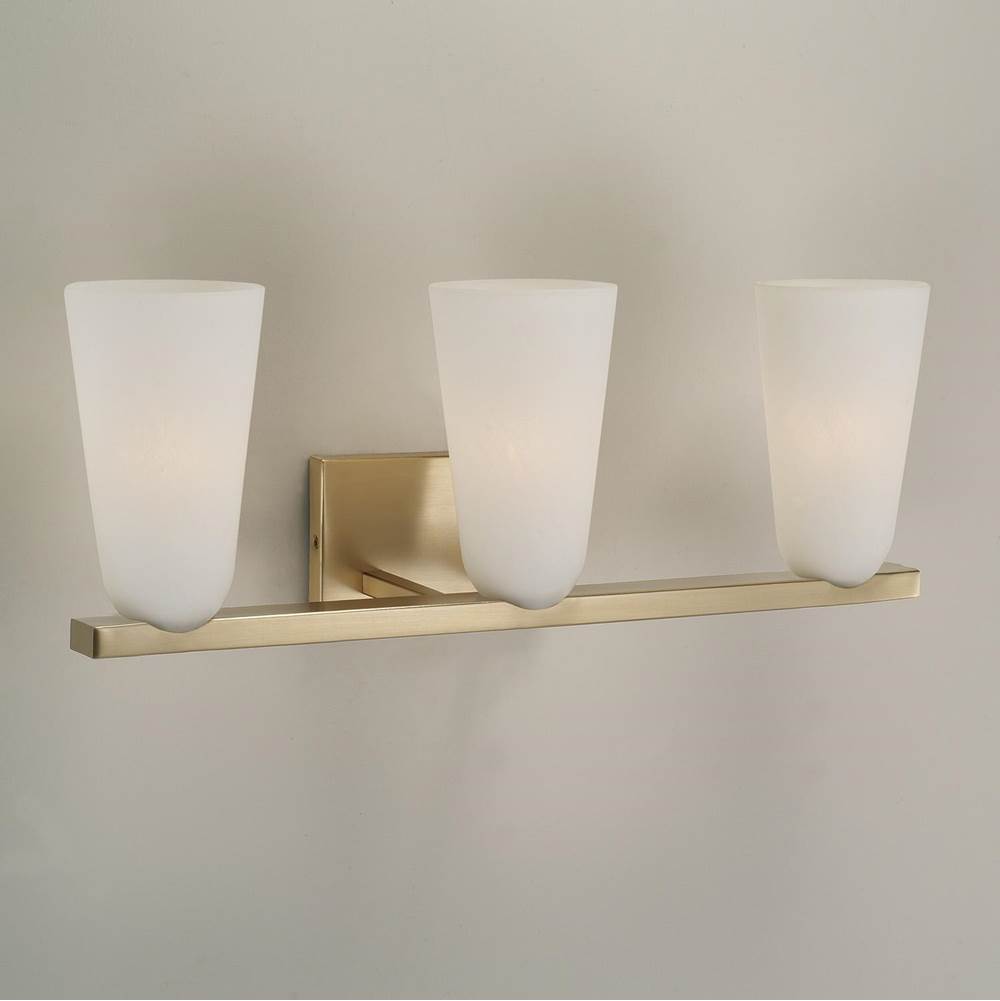 Capital Lighting Romy 24'' W X 9.5'' H 3-light Vanity In Matte Brass With Faux Alabaster Glass