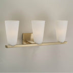 Capital Lighting Romy 24'' W X 9.5'' H 3-light Vanity In Matte Brass With Faux Alabaster Glass