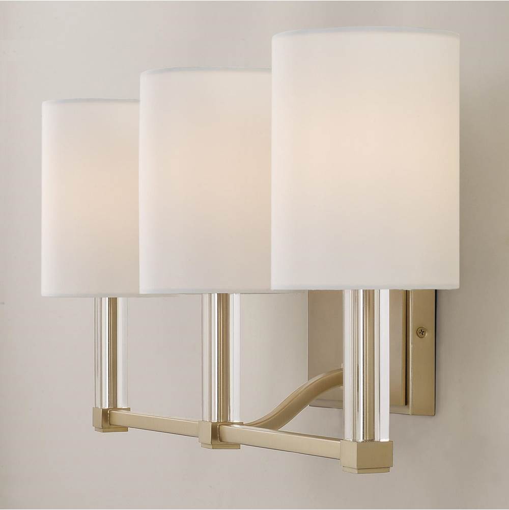 Capital Lighting 157031MA-715 Matte Brass 24'' W X 9.75'' H 3-light Vanity In Matte Brass With Clear Acrylic Accents And Cylindrical White Fabric Shades Image 6