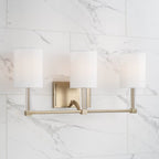 Capital Lighting 157031MA-715 Matte Brass 24'' W X 9.75'' H 3-light Vanity In Matte Brass With Clear Acrylic Accents And Cylindrical White Fabric Shades Image 2