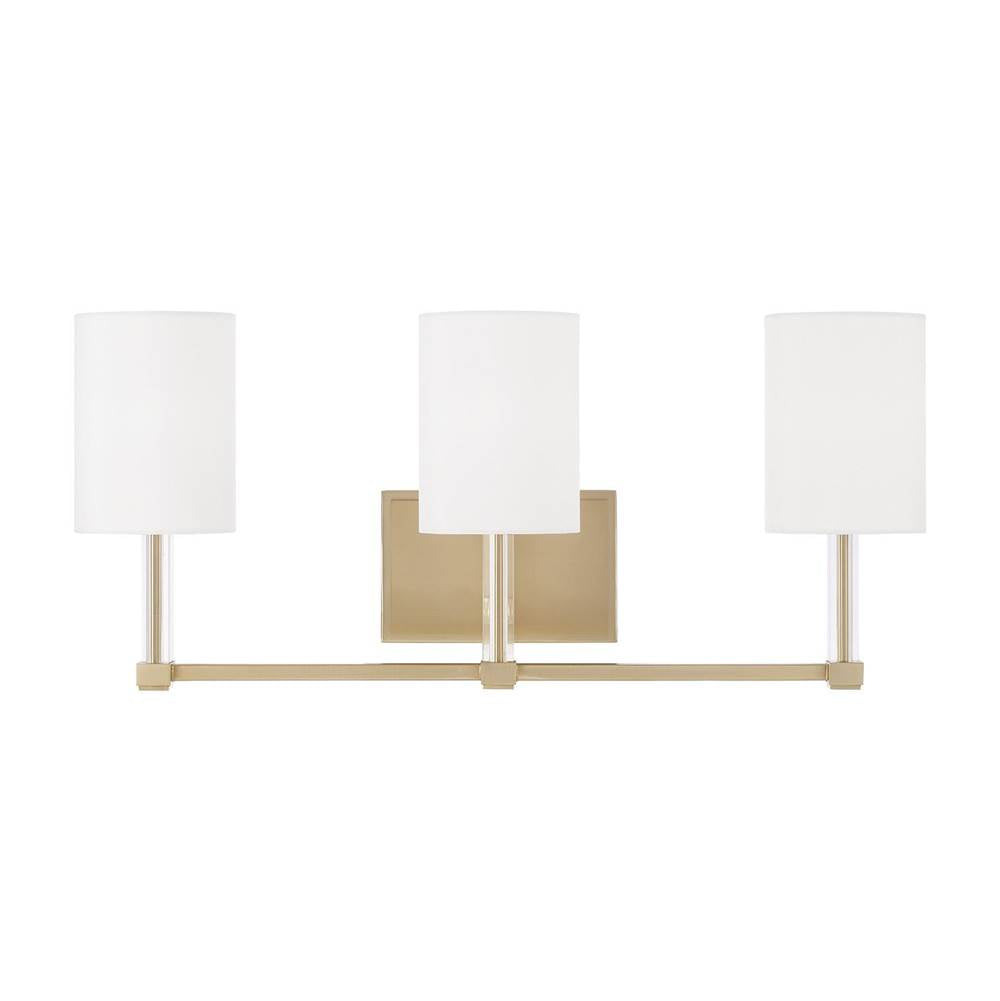Capital Lighting 157031MA-715 Matte Brass 24'' W X 9.75'' H 3-light Vanity In Matte Brass With Clear Acrylic Accents And Cylindrical White Fabric Shades Image 5