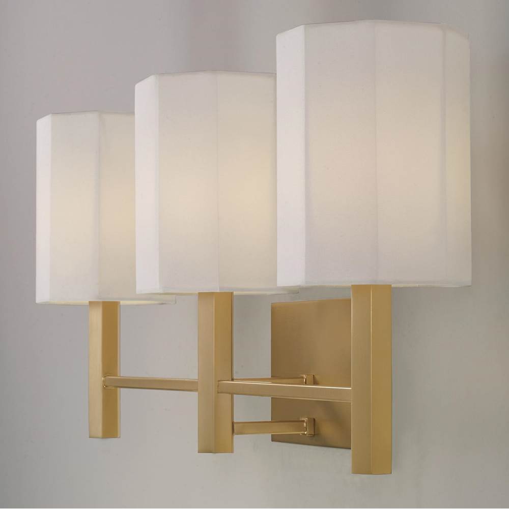 Capital Lighting 159531AD-716 Aged Brass 24.25'' W X 11.25'' H 3-light Vanity In Aged Brass With Octagonal White Fabric Shades Image 6