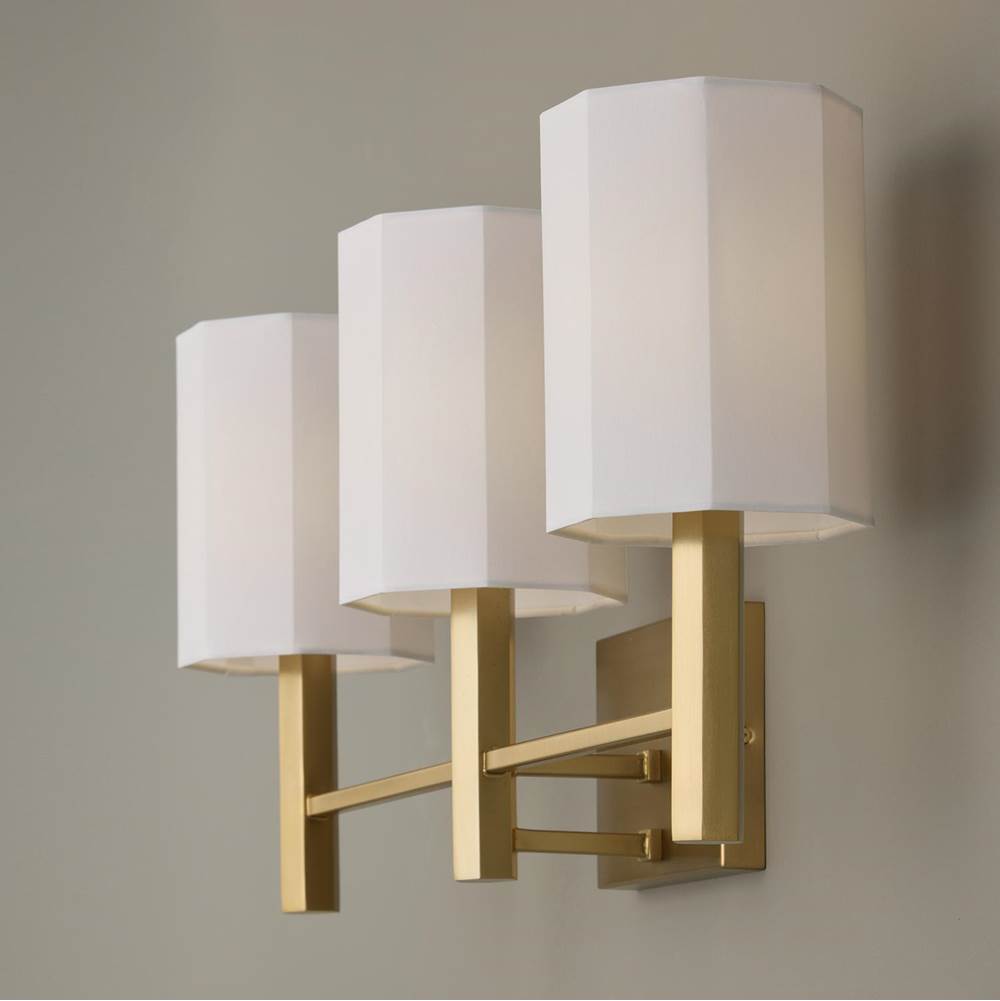Capital Lighting 159531AD-716 Aged Brass 24.25'' W X 11.25'' H 3-light Vanity In Aged Brass With Octagonal White Fabric Shades Image 4