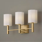 Capital Lighting 159531AD-716 Aged Brass 24.25'' W X 11.25'' H 3-light Vanity In Aged Brass With Octagonal White Fabric Shades Image 5